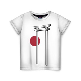 Детская футболка 3D с принтом Япония Тории (Z) в Петрозаводске, 100% гипоаллергенный полиэфир | прямой крой, круглый вырез горловины, длина до линии бедер, чуть спущенное плечо, ткань немного тянется | japan | асихара но накацукуни | государство япония | ниппон | нихон | ооясимагуни | птичий насест | страна восходящего солнца | тории | тория | традиции | традиция | япония