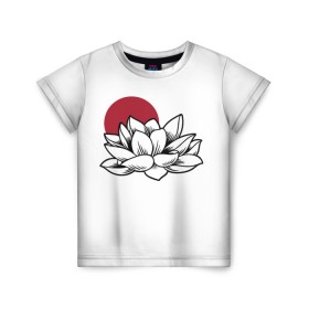 Детская футболка 3D с принтом Кувшинка (Z) в Петрозаводске, 100% гипоаллергенный полиэфир | прямой крой, круглый вырез горловины, длина до линии бедер, чуть спущенное плечо, ткань немного тянется | japan | nymphaea | water lily | асихара но накацукуни | водная лилия | государство япония | кувшинка | куколка | нимфея | ниппон | нихон | ооясимагуни | страна восходящего солнца | традиции | традиция | цветы