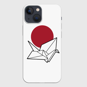 Чехол для iPhone 13 mini с принтом БУМАЖНЫЙ ЖУРАВЛЬ | PAPER CRANE (Z) в Петрозаводске,  |  | japan | асихара но накацукуни | бумажный журавль | государство япония | журавль | ниппон | нихон | ооясимагуни | оригами | сложенная бумага | страна восходящего солнца | традиции | традиция | япония