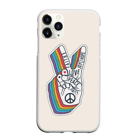 Чехол для iPhone 11 Pro Max матовый с принтом PEACE and LOVE (Z) в Петрозаводске, Силикон |  | hope | love | peace | два пальца | жесть | знак | любить | любовь | мир | радуга | хипи | хиппи