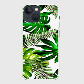 Чехол для iPhone 13 mini с принтом ГАВАЙСКИЕ ЛИСТЬЯ в Петрозаводске,  |  | summer | tropic | жара | летний | лето | отдых | пальмы | природа | текстура | тропикано | тропики