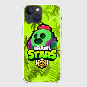 Чехол для iPhone 13 mini с принтом BRAWL STARS SPIKE | СПАЙК в Петрозаводске,  |  | Тематика изображения на принте: bibi | brawl stars | coach mike | crow | evil gene | gale | gene | leon | leon shark | max | mecha crow | mortis | mr.p | nani | phoenix | sally leon | sandy | spike | sprout | surge | tara | virus 8 bit | werewolf | волна | ворон | джин | л