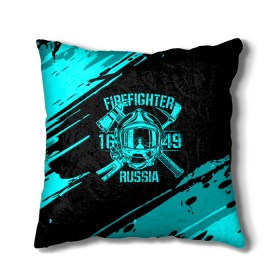 Подушка 3D с принтом FIREFIGHTER 1649 RUSSIA в Петрозаводске, наволочка – 100% полиэстер, наполнитель – холлофайбер (легкий наполнитель, не вызывает аллергию). | состоит из подушки и наволочки. Наволочка на молнии, легко снимается для стирки | Тематика изображения на принте: 112 | firefighter | багор | бирюзовая | герб | гкчс | голубая | знак | лого | логотип | мчс | мчсник | пожарная охрана | пожарник | пожарный | пч | россии | рф | серая | символ | синяя | служба | спасатель