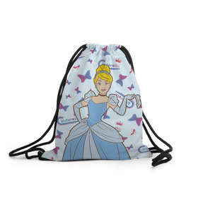 Рюкзак-мешок 3D с принтом Cinderella Disney Princess в Петрозаводске, 100% полиэстер | плотность ткани — 200 г/м2, размер — 35 х 45 см; лямки — толстые шнурки, застежка на шнуровке, без карманов и подкладки | 