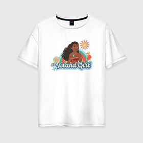Женская футболка хлопок Oversize с принтом Moana Disney Princess в Петрозаводске, 100% хлопок | свободный крой, круглый ворот, спущенный рукав, длина до линии бедер
 | disney princess | moana | vdkimel | моана