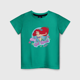 Детская футболка хлопок с принтом The Little Mermaid Ariel в Петрозаводске, 100% хлопок | круглый вырез горловины, полуприлегающий силуэт, длина до линии бедер | ariel | disney princess | the little mermaid | vdkimel | ариэль | русалочка