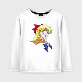 Детский лонгслив хлопок с принтом Sailor Venus в Петрозаводске, 100% хлопок | круглый вырез горловины, полуприлегающий силуэт, длина до линии бедер | anime manga | minako | retro | sailor | sailor moon | sailor v | sailor venus | venus | аниме | вайфу | венера | луна в матроске | манга | минако | отаку | ретро | сейлар | сейлор | сейлор венера | сейлор ви | сейлор мун | сейлр