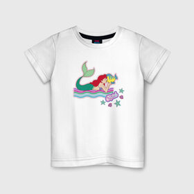 Детская футболка хлопок с принтом The Little Mermaid Ariel в Петрозаводске, 100% хлопок | круглый вырез горловины, полуприлегающий силуэт, длина до линии бедер | ariel | disney princess | the little mermaid | vdkimel | ариэль | русалочка