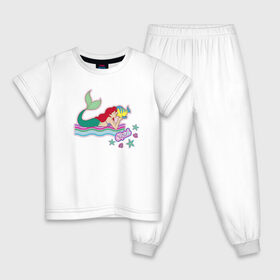 Детская пижама хлопок с принтом The Little Mermaid Ariel в Петрозаводске, 100% хлопок |  брюки и футболка прямого кроя, без карманов, на брюках мягкая резинка на поясе и по низу штанин
 | ariel | disney princess | the little mermaid | vdkimel | ариэль | русалочка