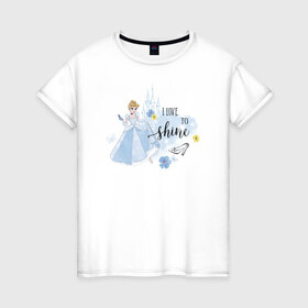 Женская футболка хлопок с принтом Cinderella Disney Princess в Петрозаводске, 100% хлопок | прямой крой, круглый вырез горловины, длина до линии бедер, слегка спущенное плечо | cinderella | disney princess | vdkimel | золушка