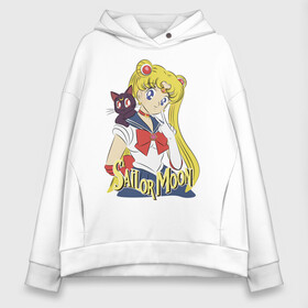 Женское худи Oversize хлопок с принтом Sailor Moon & Luna в Петрозаводске, френч-терри — 70% хлопок, 30% полиэстер. Мягкий теплый начес внутри —100% хлопок | боковые карманы, эластичные манжеты и нижняя кромка, капюшон на магнитной кнопке | cat | girl | kitty | luna | moon | sailor moon | sailormoon | девочка | кот | котик | котэ | кошка | луна | мультяшка | сейлормун | сэйлор мун