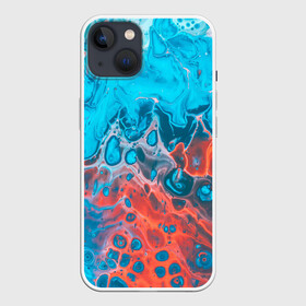 Чехол для iPhone 13 с принтом Цветные разводы в Петрозаводске,  |  | textures | абстракция | арт | голубое | красный | море | небо | разные цвета | розовый | текстуры | фон | цветные разводы | цветовые разводы