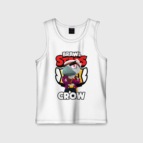 Детская майка хлопок с принтом БРАВЛ СТАРС CROW | ВОРОН в Петрозаводске,  |  | brawl stars | crow | gale | leon | leon shark | max | mr.p | palmen | rainbow | sally leon | shark | sprout | tara | tropical sprout | virus 8 bit | werewolf leon | акула | берли | бравл старс | ворон | макс | оборотень | пальмы | радуга |