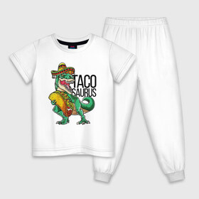 Детская пижама хлопок с принтом Tacosaurus в Петрозаводске, 100% хлопок |  брюки и футболка прямого кроя, без карманов, на брюках мягкая резинка на поясе и по низу штанин
 | dinosaur | donut | rex | t rex | динозавр | пончик | рекс