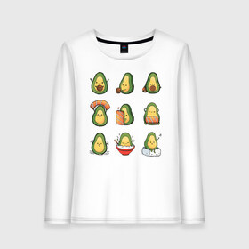 Женский лонгслив хлопок с принтом Life Avocado в Петрозаводске, 100% хлопок |  | avocado | casual | trend | авокадо | повседневность | тренд
