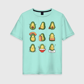 Женская футболка хлопок Oversize с принтом Life Avocado в Петрозаводске, 100% хлопок | свободный крой, круглый ворот, спущенный рукав, длина до линии бедер
 | Тематика изображения на принте: avocado | casual | trend | авокадо | повседневность | тренд