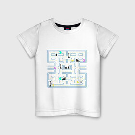 Детская футболка хлопок с принтом Pac-Man в Петрозаводске, 100% хлопок | круглый вырез горловины, полуприлегающий силуэт, длина до линии бедер | arcade | dendi | game | pac | pac man | pacman | retro | аркада | видеоигра | деньди | дэньди | игра | колобок | пакман | пакмэн | ретро