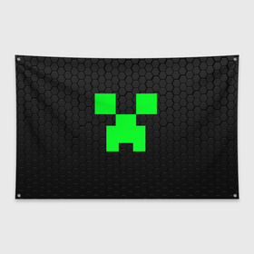 Флаг-баннер с принтом MINECRAFT CREEPER в Петрозаводске, 100% полиэстер | размер 67 х 109 см, плотность ткани — 95 г/м2; по краям флага есть четыре люверса для крепления | block | creeper | cube | minecraft | pixel | блок | геометрия | крафт | крипер | кубики | майнкрафт | пиксели