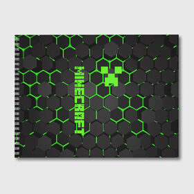 Альбом для рисования с принтом MINECRAFT CREEPER в Петрозаводске, 100% бумага
 | матовая бумага, плотность 200 мг. | Тематика изображения на принте: block | creeper | cube | minecraft | pixel | блок | геометрия | крафт | крипер | кубики | майнкрафт | пиксели