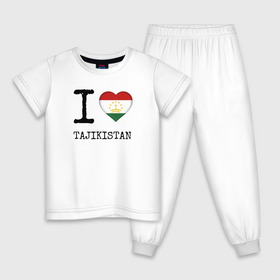 Детская пижама хлопок с принтом Таджикистан в Петрозаводске, 100% хлопок |  брюки и футболка прямого кроя, без карманов, на брюках мягкая резинка на поясе и по низу штанин
 | asia | coat of arms | flag | heart | i | love | ornament | patterns | republic | state | tajikistan | азия | герб | государство | люблю | орнамент | республика | сердце | таджикистан | узоры | флаг | я