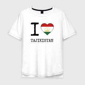 Мужская футболка хлопок Oversize с принтом Таджикистан в Петрозаводске, 100% хлопок | свободный крой, круглый ворот, “спинка” длиннее передней части | asia | coat of arms | flag | heart | i | love | ornament | patterns | republic | state | tajikistan | азия | герб | государство | люблю | орнамент | республика | сердце | таджикистан | узоры | флаг | я