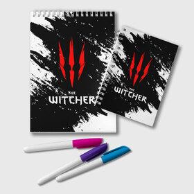 Блокнот с принтом The Witcher в Петрозаводске, 100% бумага | 48 листов, плотность листов — 60 г/м2, плотность картонной обложки — 250 г/м2. Листы скреплены удобной пружинной спиралью. Цвет линий — светло-серый
 | esport | game | netflix | the witcher | американский сериал | ве витчер | ведьмак | геральт | игра | игры | киберспорт | кино | нетфликс | популярные иллюстрации | сериал | сериалы | фильмы | фэнтези