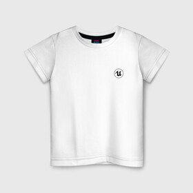 Детская футболка хлопок с принтом Unreal Engine (+спина) (Z) в Петрозаводске, 100% хлопок | круглый вырез горловины, полуприлегающий силуэт, длина до линии бедер | unreal | unreal engine | графика | движок | движок unreal | игровой движок
