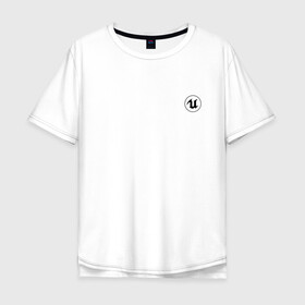 Мужская футболка хлопок Oversize с принтом Unreal Engine (+спина) (Z) в Петрозаводске, 100% хлопок | свободный крой, круглый ворот, “спинка” длиннее передней части | unreal | unreal engine | графика | движок | движок unreal | игровой движок
