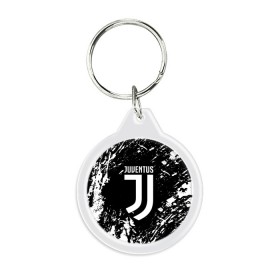 Брелок круглый с принтом JUVENTUS / ЮВЕНТУС в Петрозаводске, пластик и полированная сталь | круглая форма, металлическое крепление в виде кольца | Тематика изображения на принте: cr7 | fc juventus | football | juve | juventus | ronaldo | sport | роналдо | спорт | футбол | ювентус