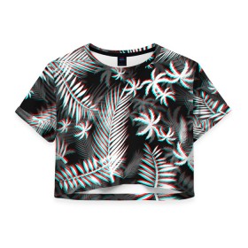 Женская футболка Crop-top 3D с принтом ПАЛЬМЫ | TROPICAL GLITCH в Петрозаводске, 100% полиэстер | круглая горловина, длина футболки до линии талии, рукава с отворотами | glitch | hotline miami | neon | new retro wave | outrun | outrun electro | paints | palmen | rainbow | retro | retrowave | summer | synth | synthwave | tropical | глитч | краски | лето | неон | пальмы | радуга | ретро | тропики | хотлайн 