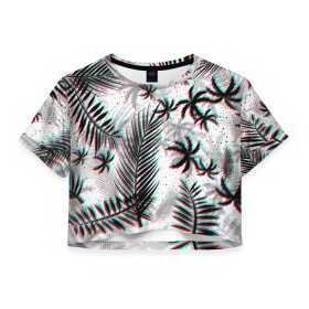 Женская футболка Crop-top 3D с принтом ПАЛЬМЫ | TROPICAL GLITCH в Петрозаводске, 100% полиэстер | круглая горловина, длина футболки до линии талии, рукава с отворотами | hotline miami | neon | new retro wave | outrun | outrun electro | paints | palmen | rainbow | retro | retrowave | summer | synth | synthwave | tropical | брызги | брызги красок | звёзды | космос | краски | лето | неон | пальмы | радуга | 