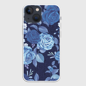 Чехол для iPhone 13 mini с принтом Джинса Розы в Петрозаводске,  |  | Тематика изображения на принте: denim | flowers | jeans | rose | деним | джинса | джинсовый | джинсы | розы | ткань | цветы