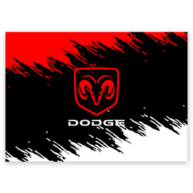 Поздравительная открытка с принтом DODGE. в Петрозаводске, 100% бумага | плотность бумаги 280 г/м2, матовая, на обратной стороне линовка и место для марки
 | Тематика изображения на принте: 2020 | auto | dodge | sport | авто | автомобиль | автомобильные | бренд | додж | марка | машины | спорт