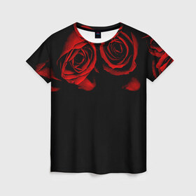 Женская футболка 3D с принтом Готика в Петрозаводске, 100% полиэфир ( синтетическое хлопкоподобное полотно) | прямой крой, круглый вырез горловины, длина до линии бедер | Тематика изображения на принте: black | flowers | red | rose | rozario | vampire | алые | бутоны | вампир | винтаж | готический | красныерозы | кровь | лепестки | летний | лето | ночь | природа | растения | роза | розочка | розы | рок | темный | узор