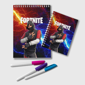 Блокнот с принтом FORTNITE x IKONIK ФОРТНАЙТ ИКОНИК в Петрозаводске, 100% бумага | 48 листов, плотность листов — 60 г/м2, плотность картонной обложки — 250 г/м2. Листы скреплены удобной пружинной спиралью. Цвет линий — светло-серый
 | Тематика изображения на принте: deadmau5 | fortnite | fortnite 2 | fortnite x маршмелло | ikonik | marshmello | ninja | ninja streamer | raven | travis scott | ворон | иконик | ниндзя | пили | рейвен | трэвис скотт | фортнайт