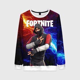 Женский свитшот 3D с принтом FORTNITE x IKONIK | ФОРТНАЙТ ИКОНИК в Петрозаводске, 100% полиэстер с мягким внутренним слоем | круглый вырез горловины, мягкая резинка на манжетах и поясе, свободная посадка по фигуре | deadmau5 | fortnite | fortnite 2 | fortnite x маршмелло | ikonik | marshmello | ninja | ninja streamer | raven | travis scott | ворон | иконик | ниндзя | пили | рейвен | трэвис скотт | фортнайт