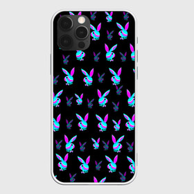 Чехол для iPhone 12 Pro с принтом Playboy в Петрозаводске, силикон | область печати: задняя сторона чехла, без боковых панелей | playboy | абстракция | зая | заяц | краска | кролик | кролик плейбой | лето | море | неон | отдых | плейбой | плэйбой | пляж | текстура