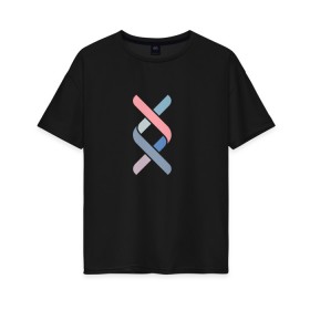 Женская футболка хлопок Oversize с принтом ДНК в Петрозаводске, 100% хлопок | свободный крой, круглый ворот, спущенный рукав, длина до линии бедер
 | dna | genotek | генетика | логотип | спираль