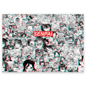 Поздравительная открытка с принтом SENPAI/СЕНПАИ в Петрозаводске, 100% бумага | плотность бумаги 280 г/м2, матовая, на обратной стороне линовка и место для марки
 | ahegao | anime | kawai | kowai | oppai | otaku | senpai | sugoi | waifu | yandere | аниме | ахегао | ковай | культура | отаку | семпай | сенпай | тренд | яндере