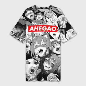 Платье-футболка 3D с принтом Ахегао лица лого в Петрозаводске,  |  | ahegao | kawai | kowai | oppai | otaku | senpai | sugoi | waifu | yandere | ахегао | ковай | отаку | семпай | сенпай | сэмпай | яндере