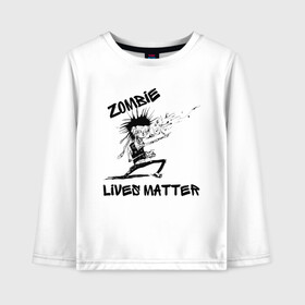 Детский лонгслив хлопок с принтом Zombie Lives Matter в Петрозаводске, 100% хлопок | круглый вырез горловины, полуприлегающий силуэт, длина до линии бедер | Тематика изображения на принте: black lives matter | lives matter | metallica | metallica zombie | nothing else matters | зомби | зомби метал | зомби рокер | металлика | металлика баллады | рок музыка | трэш метал | хеви метал