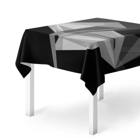 Скатерть 3D с принтом Camo - Black & White в Петрозаводске, 100% полиэстер (ткань не мнется и не растягивается) | Размер: 150*150 см | abstract | abstraction | color | geometry | polygon | polygonal | абстракция | геометрия | полигоны | психоделика