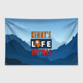 Флаг-баннер с принтом Kennys LIFE matters в Петрозаводске, 100% полиэстер | размер 67 х 109 см, плотность ткани — 95 г/м2; по краям флага есть четыре люверса для крепления | kenny | life matters | lives matter | south park | text | жизнь | кенни | маккормик | текст | фразы | южный парк