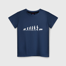 Детская футболка хлопок с принтом Эволюция. Лабрадор в Петрозаводске, 100% хлопок | круглый вырез горловины, полуприлегающий силуэт, длина до линии бедер | Тематика изображения на принте: homo sapiens | дарвин | лабрадор | люди | неандерталец | пёс | развитие | собака | собачник | эволюция