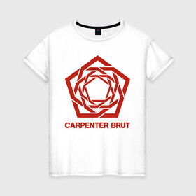 Женская футболка хлопок с принтом Carpenter Brut в Петрозаводске, 100% хлопок | прямой крой, круглый вырез горловины, длина до линии бедер, слегка спущенное плечо | Тематика изображения на принте: carpenter brut | futuresynth | outrun | retrowave | synthwave | ретровейв | синтвейв | синтивейв