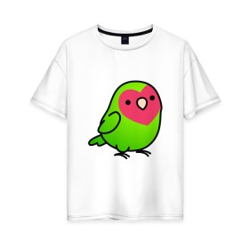 Женская футболка хлопок Oversize с принтом Папугай в Петрозаводске, 100% хлопок | свободный крой, круглый ворот, спущенный рукав, длина до линии бедер
 | арт | волнистые попугайчики | волнистый попугай | животные | картинка | папуги | попугаи | попугайчики | птица | птицы | рисунок