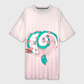 Платье-футболка 3D с принтом Спящий дракон Хаку чиби цветы в Петрозаводске,  |  | аниме | арт | божество | градиент | дракон | дракон бог | дракончик | дракоша | малыш | мило | пастельный | персонаж | простой | рисунок | розовый | светлый | спящий дракон | студия гибли