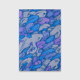 Обложка для паспорта матовая кожа с принтом косяк рыб крупно рисунок в Петрозаводске, натуральная матовая кожа | размер 19,3 х 13,7 см; прозрачные пластиковые крепления | арт | косяк | много | морские жители | морской | подводный мир | рисунок | рыбки | рыбы | синий | фиолетовый