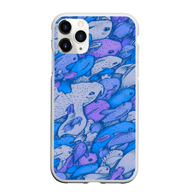 Чехол для iPhone 11 Pro Max матовый с принтом косяк рыб крупно рисунок в Петрозаводске, Силикон |  | Тематика изображения на принте: арт | косяк | много | морские жители | морской | подводный мир | рисунок | рыбки | рыбы | синий | фиолетовый