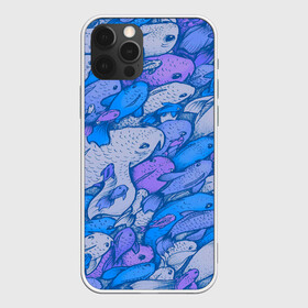 Чехол для iPhone 12 Pro Max с принтом косяк рыб крупно рисунок в Петрозаводске, Силикон |  | Тематика изображения на принте: арт | косяк | много | морские жители | морской | подводный мир | рисунок | рыбки | рыбы | синий | фиолетовый